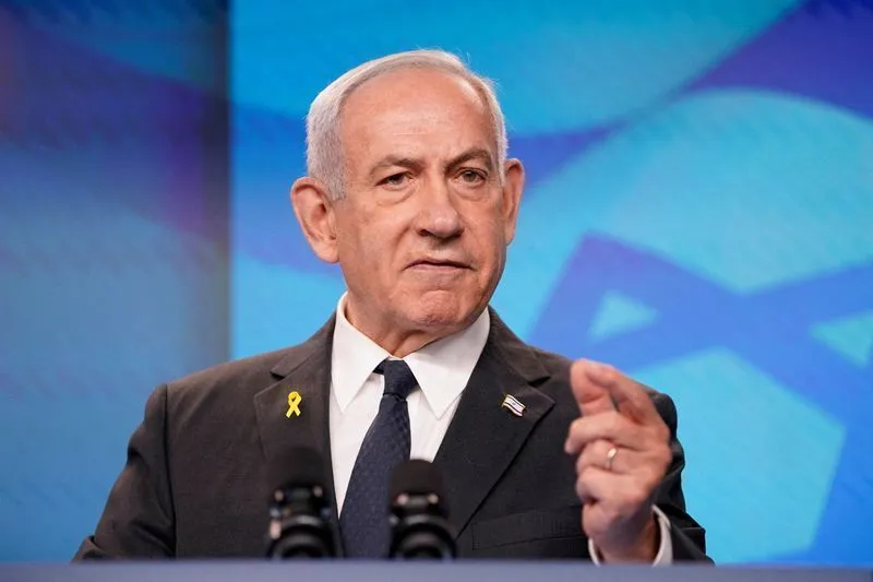 Primeiro-ministro israelense, Benjamin Netanyahu, em coletiva de imprensa em Jerusalém • 15 de setembro de 2025REUTERS/Nathan Howard/