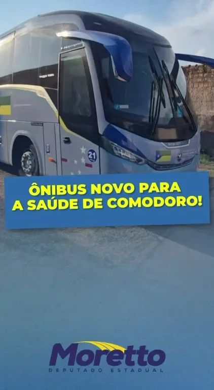 Passo em Comodoro para honrar o compromisso com as nossas lideranças locais e garantir a entrega de um novo ônibus zero-quilômetro para a saúde do município, proporcionando mais conforto, segurança e um transporte digno aos moradores que precisam de atendimento médico fora da cidade.
