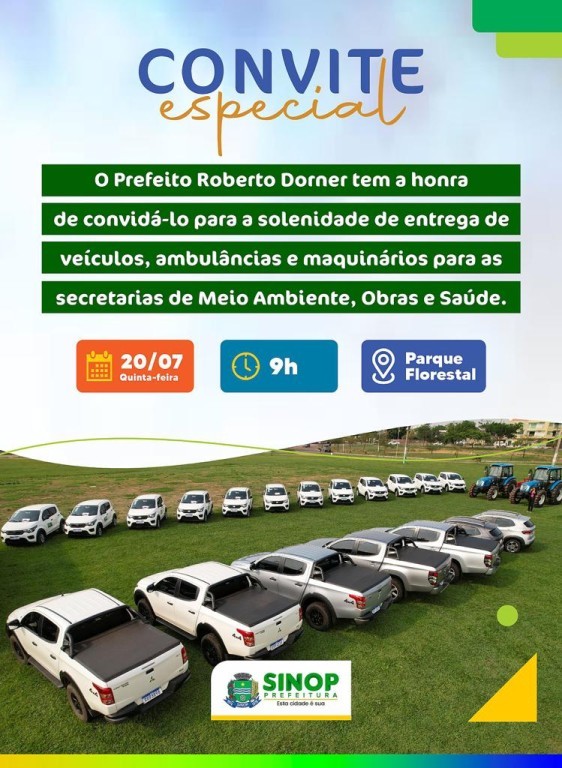 Prefeitura de Sinop entrega amanhã novas ambulâncias, carros e maquinários para melhorar estruturas e atendimentos