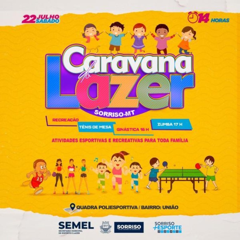 Caravana do Lazer estará neste sábado (22) no bairro União