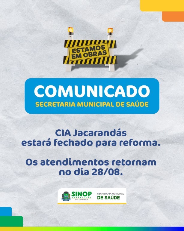 Comunicado: CIA Jacarandás está fechado nesta semana para reparos