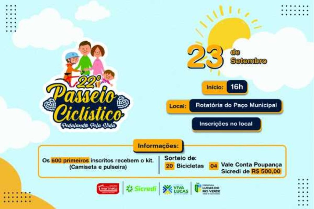 22ª Edição do Passeio Ciclístico Pedalando pela Vida será em setembro