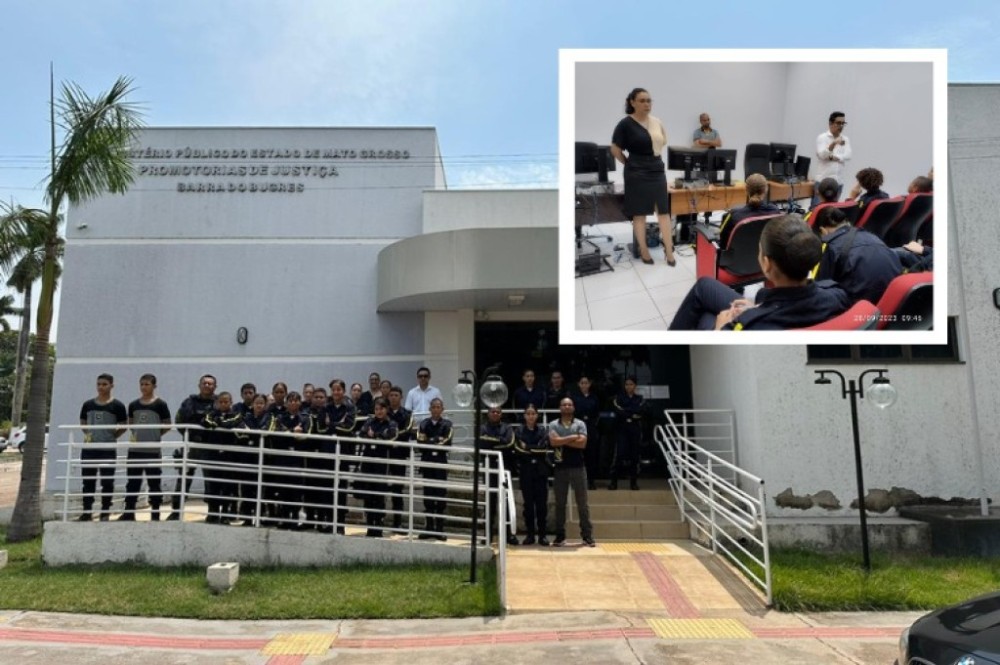 Alunos do curso Policial Mirim conhecem estrutura do MPMT 