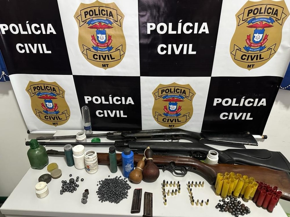 Polícia Civil prende homem com armas e munições em fazenda em Nova Xavantina