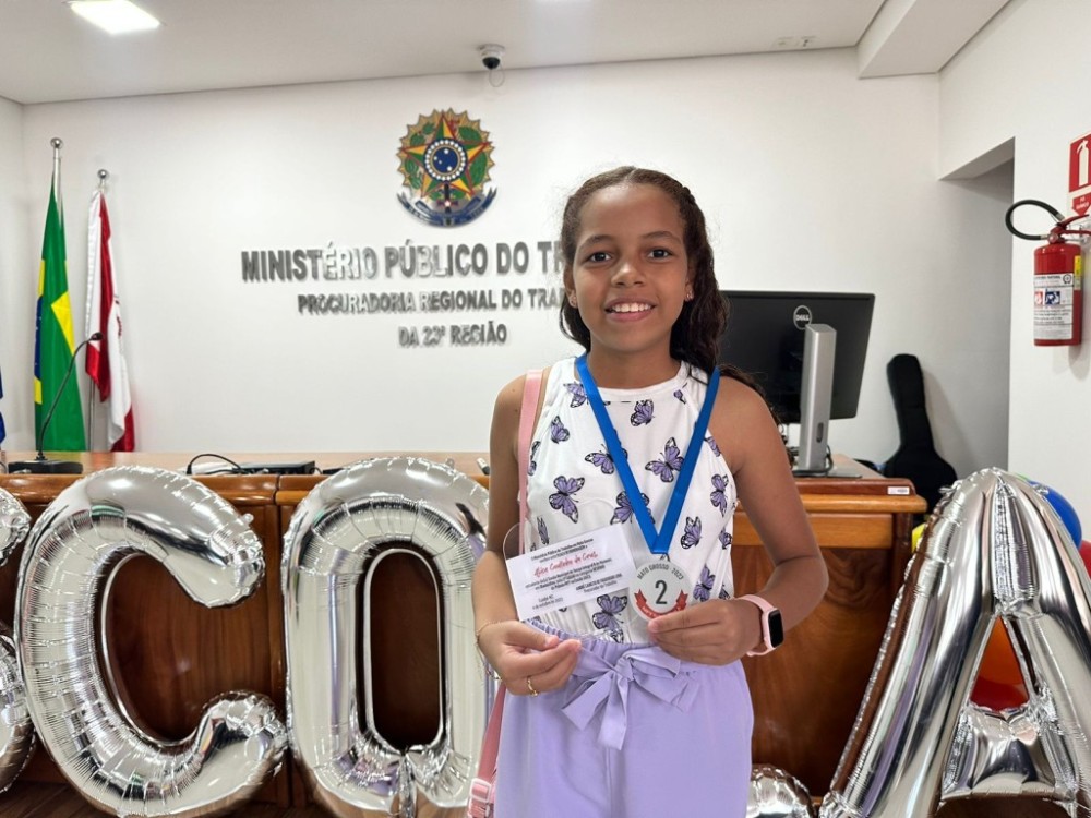 Aluna de Diamantino vence etapa estadual de projeto sobre Combate ao Trabalho Infantil e recebe prêmio do Ministério Público do Trabalho