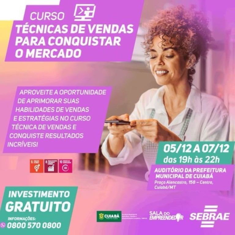 Estão abertas as inscrições para o workshop sobre técnicas de vendas; evento é promovido pelo Complexo do Empreendedor