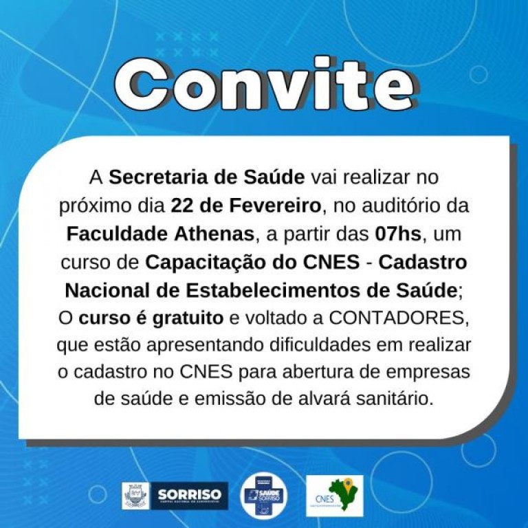 Secretaria de Saúde vai realizar Curso de Capacitação para o Sistema CNES - Cadastro Nacional de Estabelecimentos de Saúde
