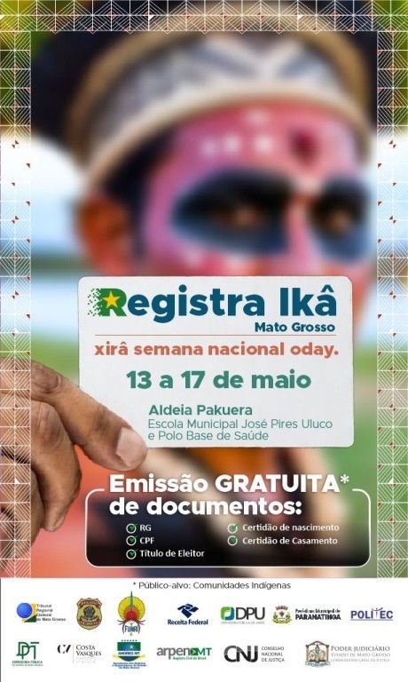 Registro Civil: Cartaz da campanha Registre-se em Mato Grosso é adaptada para língua dos Bakairi