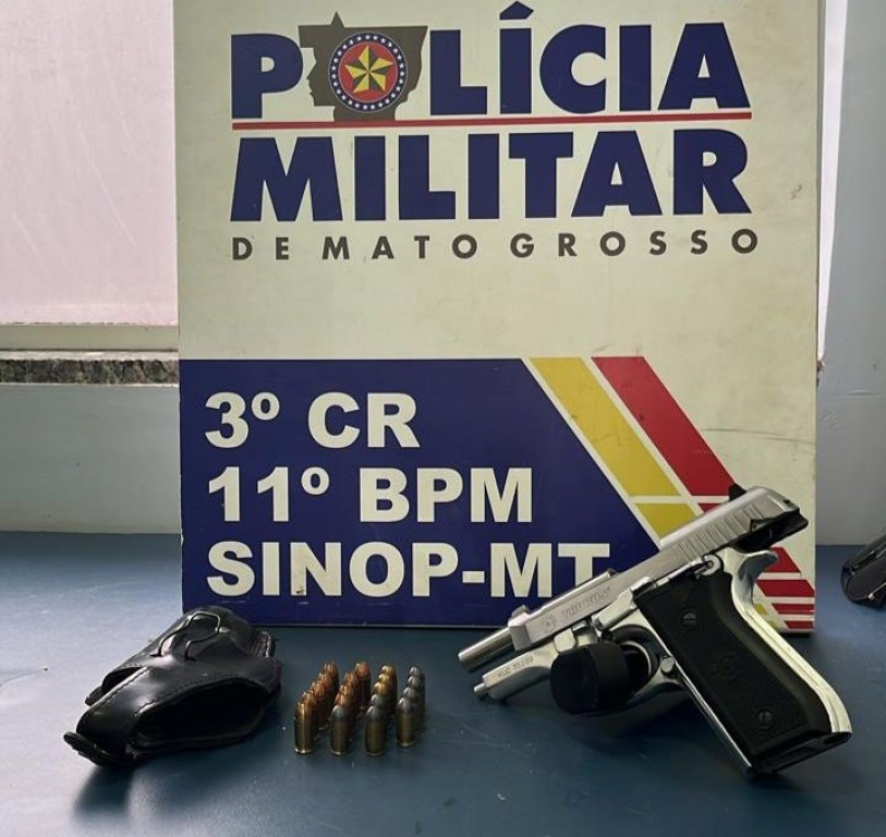 Homem é preso em flagrante pela Polícia Militar por porte ilegal de arma em Sinop