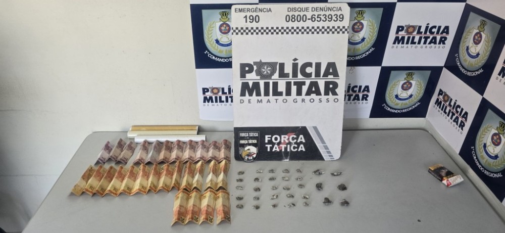Policiais militares de Várzea Grande apreenderam drogas e prendem suspeitos por tráfico