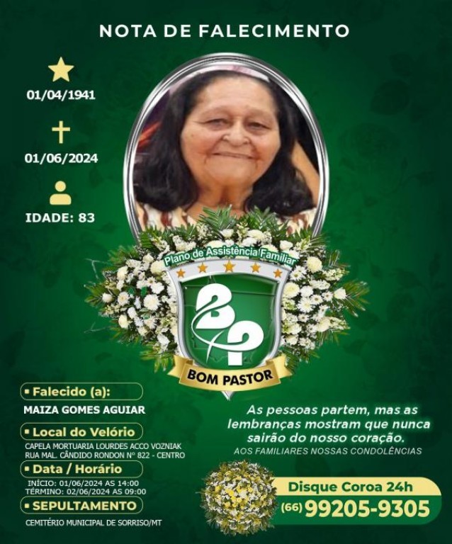 Prefeitura lamenta o falecimento de Maiza Aguiar
