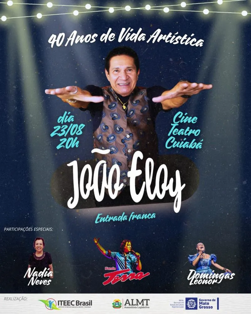 Cine Teatro Cuiabá recebe João Eloy num show inesquecível nesta sexta