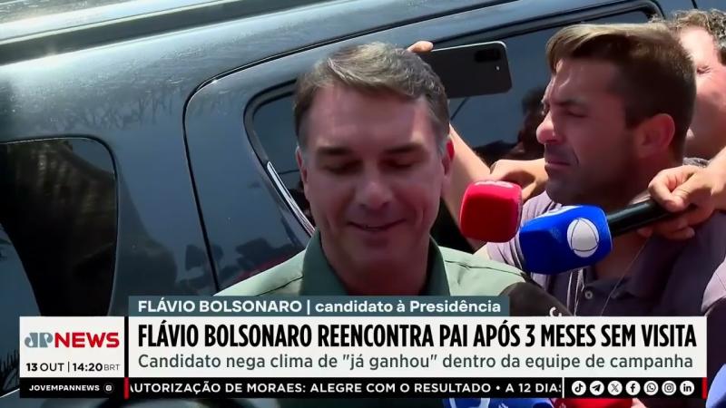 Flávio reencontra Jair Bolsonaro após três meses 